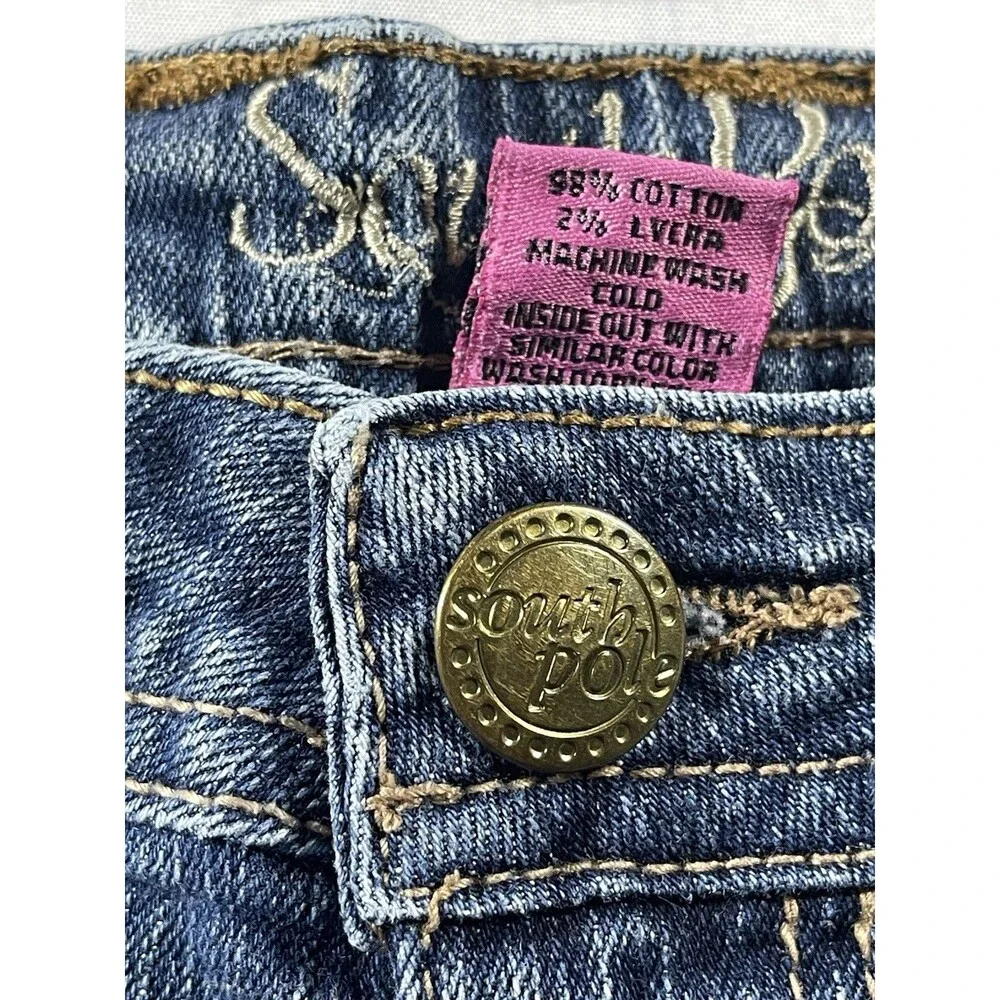 Southpole Girls Denim Bermuda Shorts Size 14 Blue Jean School Cuffed Stretch